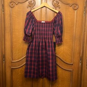 Nicole Miller Smocked Puff Sleeve Dress
